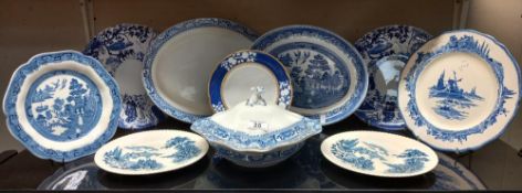 A good lot of blue & white plates including Royal Doulton & Wedgwood COLLECT ONLY