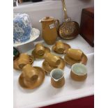 A 15 pieces yellow Denby stoneware tea / coffee set comprising 6 cups / saucers, milk, sugar and