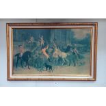 A large vintage print of a horse gathering, COLLECT ONLY.