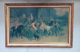 A large vintage print of a horse gathering, COLLECT ONLY.