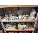 2 shelves of Antique and Vintage pottery Collect Only