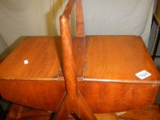 A retro mahogany sewing box with contents, COLLECT ONLY.
