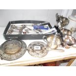 A quantity of silver plate items including hand mirror etc