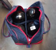 8 lawn bowls in carry case (various bowl sizes) COLLECT ONLY