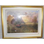 A limited edition print of a narrowboat in the countryside signed W.R.Makinson COLLECT ONLY