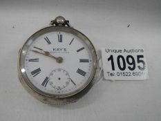 A Kays of Worcester 'Famous Lever' silver pocket watch (missing second finger and key).