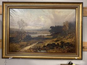 A gilt framed oil on canvas Landscape picture (109cm x 78cm)