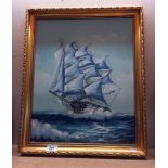 An oil on board of sailing clipper ship (48cm x 57cm) COLLECT ONLY