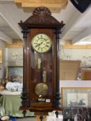 A Victorian mahogany Vienna double weight wall clock