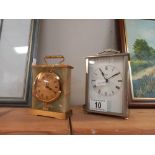 A Swiza small onyx carriage clock & a silvered metamec electric carriage mantle clock COLLECT ONLY
