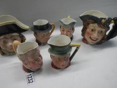 Six assorted character jugs including Beswick.