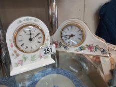 2 small Wedgwood & an Ainsley porcelain mantle clocks COLLECT ONLY