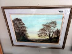 A framed and glazed watercolour and a watercolour and pastel After Sundown