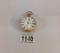 An 18ct gold pocket watch - glass is loose (the bow is not gold)(total weight 84gms)