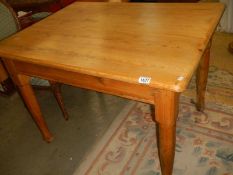 A Victorian solid pine scrub top table with drawer. COLLECT ONLY.