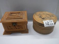 Two good carved wood boxes.
