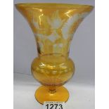 A good quality engraved amber glass vase.