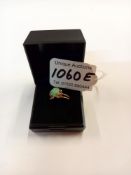 A single stone emerald crystal ring in 14ct gold