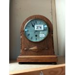 A J.A. Haskell Ipswich oak cased mantle clock with silvered dial COLLECT ONLY