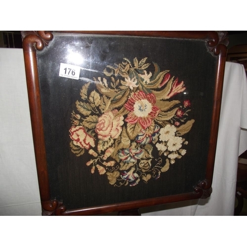 A Victorian pole screen with Woolwork panel COLLECT ONLY - Image 2 of 3
