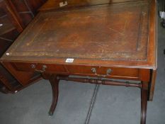 A Victorian Sutherland writing desk with gilded leather top, COLLECT ONLY.
