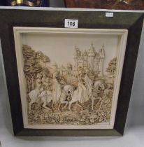 D H Morton , a rare Marcus design plaque signed and dated 1979 of a medieval procession with a
