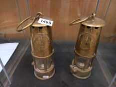 Two brass Miners lamps