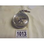 An English lever silver dial Halpern Manchester, No.89403 key wind pocket watch. In working order.