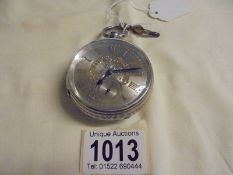 An English lever silver dial Halpern Manchester, No.89403 key wind pocket watch. In working order.