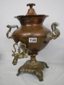 A Victorian copper samovar urn.