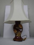 A hand painted ceramic table lamp. COLLECT ONLY.