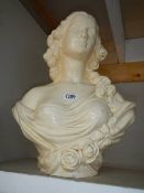 A large old plaster female bust, COLLECT ONLY.