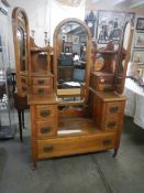 A good satin walnut triple mirror dressing table. COLLECT ONLY.