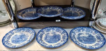 6 blue & white dinner plates from 'The Blue Collection' by Spode COLLECT ONLY