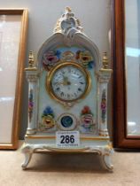 A Dresden design sandizell Floral porcelain mantle clock - Collect only