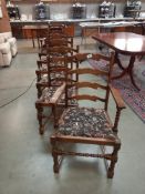 A good set of six oak ladder back dining chairs, COLLECT ONLY.