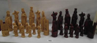 An ecclesiastical resin chess set