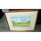 A framed and glazed watercolour ' countryside' by A. Parrot 43x35cm - Collect only