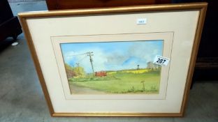 A framed and glazed watercolour ' countryside' by A. Parrot 43x35cm - Collect only