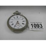 A silver pocket watch marked Louis Roskopf S.A.