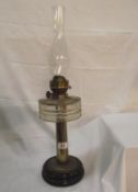 A Victorian oil lamp with faceted glass font COLLECT ONLY