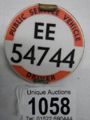 A circa 1950's Bus driver's badge.