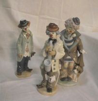 3 Lladro clown figures