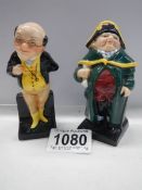 Two Royal Doulton Dickens character figures - Mr Bumble and Mr Pickwick, 10 cm tall.