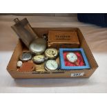 Tray of misellaneous including hip flasks, masonic collapsible cup etc