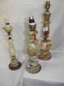 3 vintage onyx lamps COLLECT ONLY