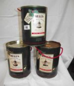 3 boxed Bells decanters Scotch whisky Christmas 89, 90, 91 unopened, but all have rusted lids