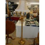 A gilded wooden standard lamp with shade. COLLECT ONLY.
