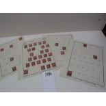 Four loose sheets of penny red stamps (not complete).