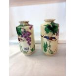 Two Shelley lustre Bird and Grape vases